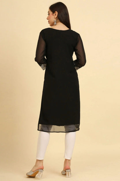 Black Colour Georgette Kurti KR1111224 A