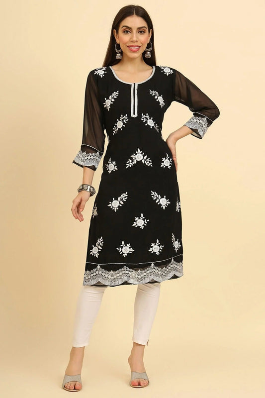 Black Colour Georgette Kurti KR1111224