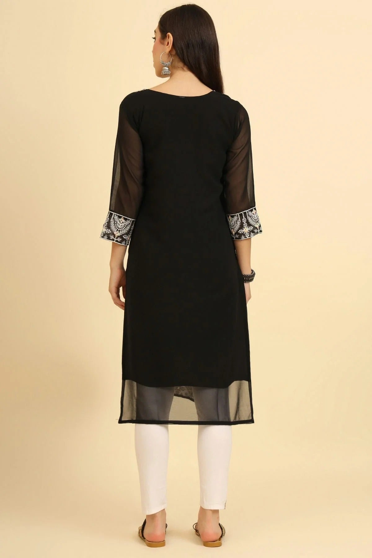 Black Colour Georgette Kurti KR1111229 A