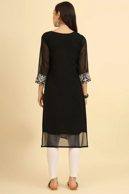 Black Colour Georgette Kurti KR1111229 A