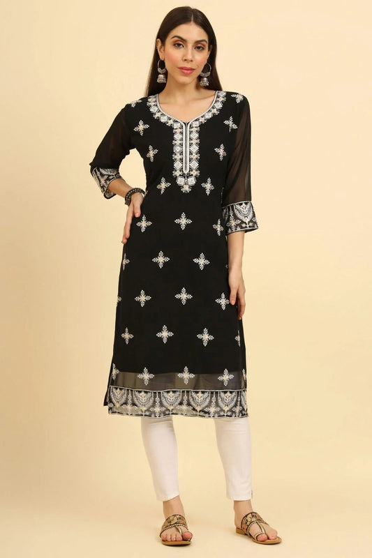 Black Colour Georgette Kurti KR1111229
