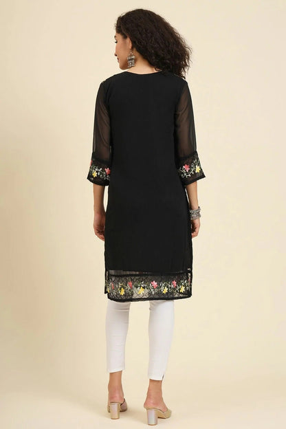 Black Colour Georgette Kurti KR1111236 A
