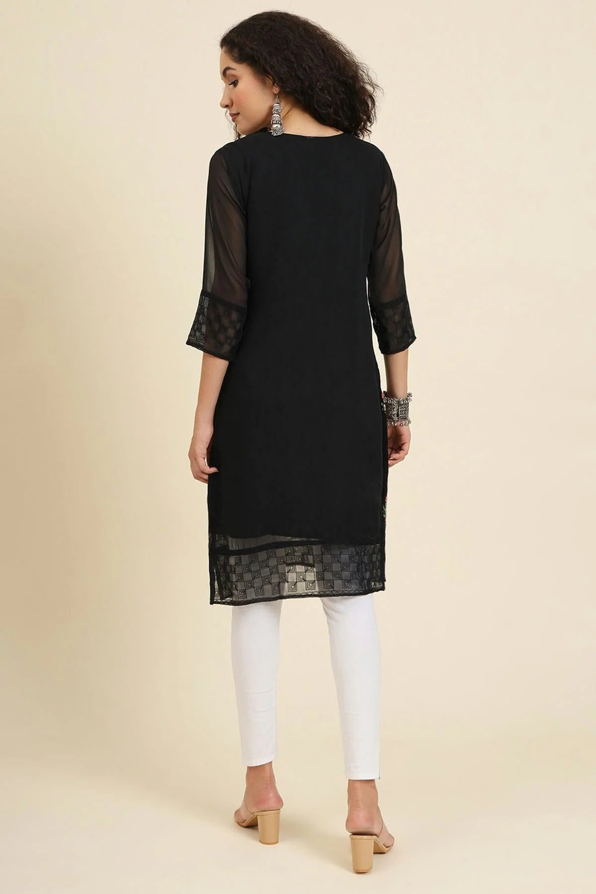 Black Colour Georgette Kurti KR1111240 A