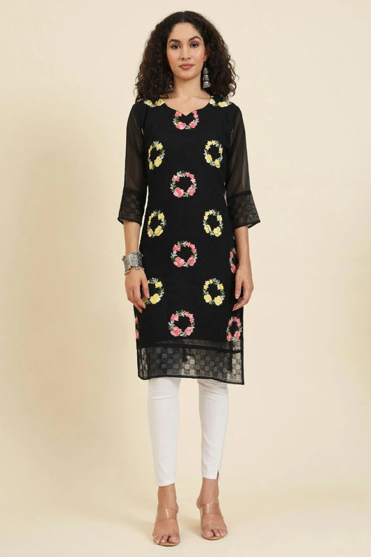 Black Colour Georgette Kurti KR1111240