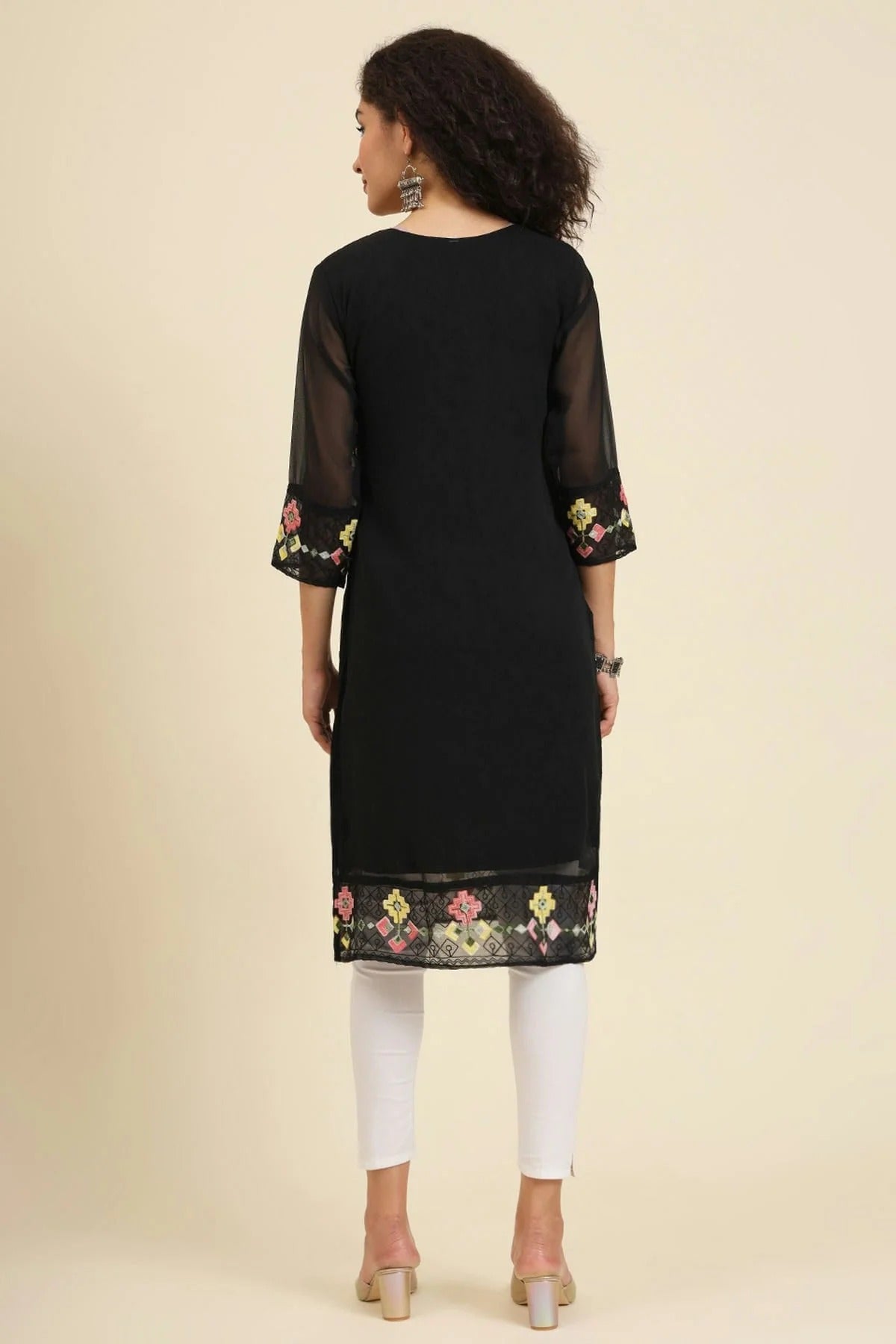 Black Colour Georgette Kurti KR1111249 A