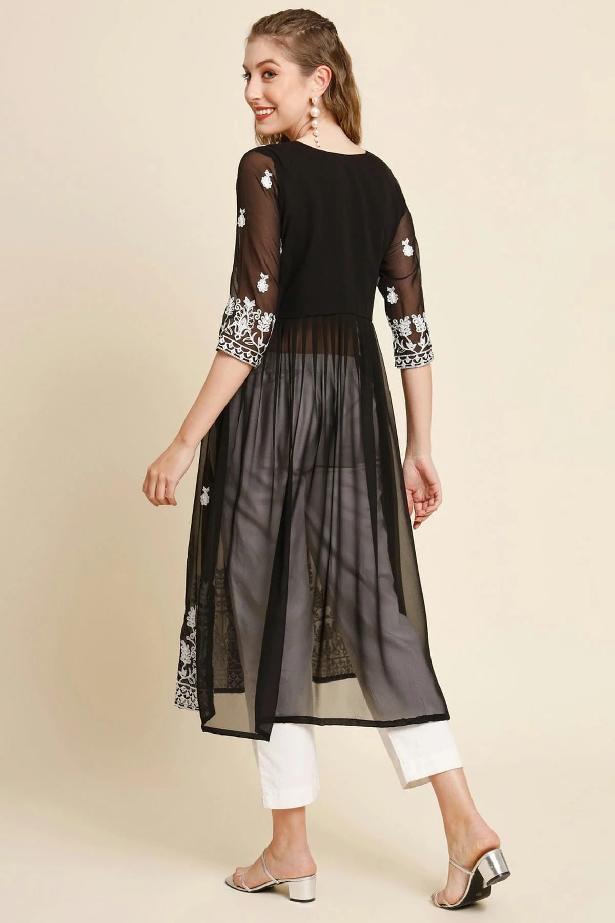 Black Colour Georgette Kurti KR1111262 A