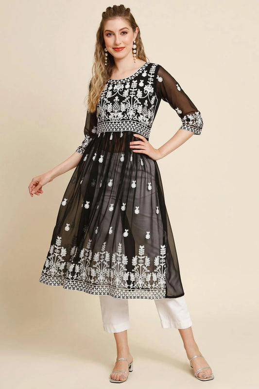 Black Colour Georgette Kurti KR1111262