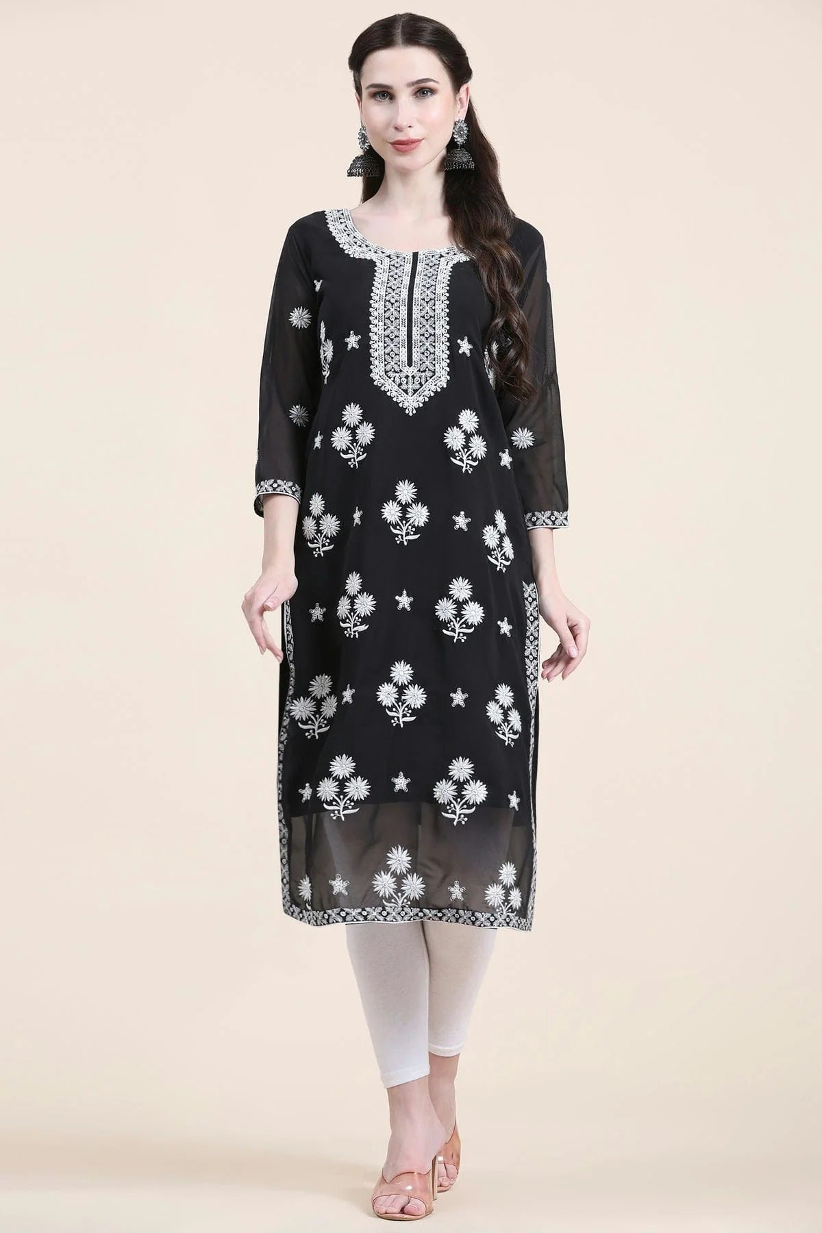 Black Colour Georgette Kurti KR1111290