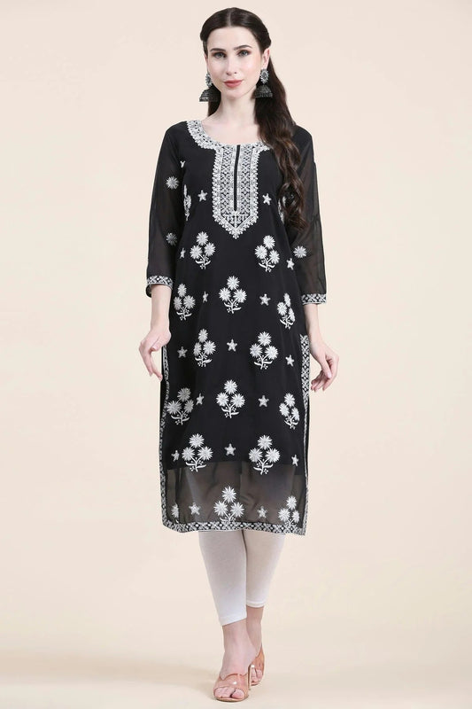 Black Colour Georgette Kurti KR1111290