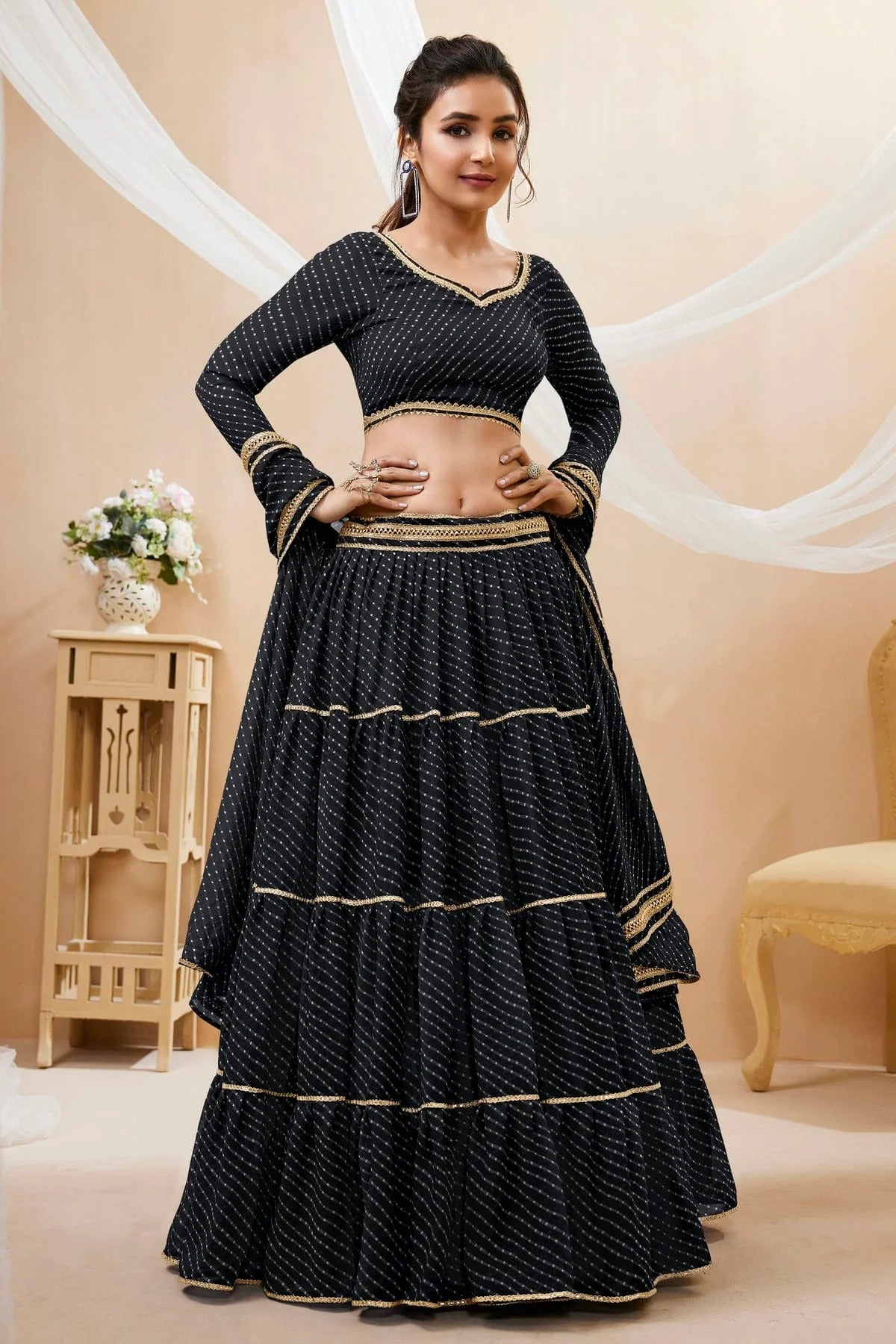 Black Colour Georgette Lehenga Choli LC1010278