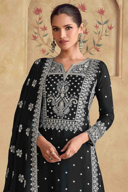 Black Colour Georgette Palazzo Pant Suit SM1112959 A