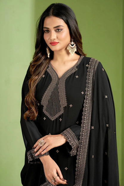 Black Colour Georgette Pant Style Suit SM1110647 A