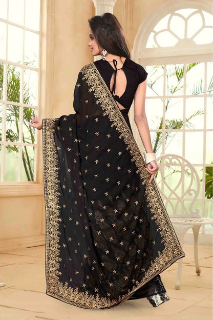 Black Colour Georgette Party Wear Saree SD1120398 A
