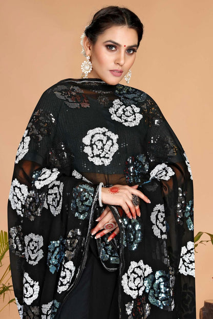 Black Colour Georgette Saree SD1090732 A