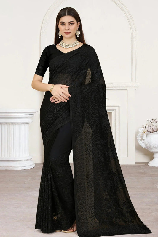 Black Colour Georgette Saree SD1090782