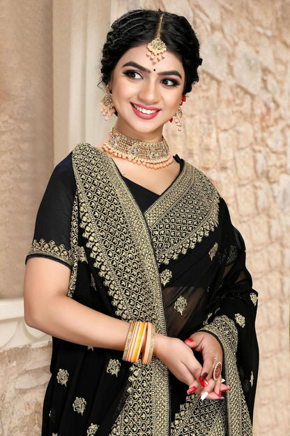 Black Colour Georgette Saree SD1090788 A