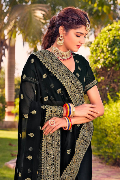 Black Colour Georgette Saree SD1090804 A