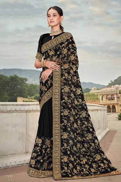 Black Colour Georgette Saree SD1090822
