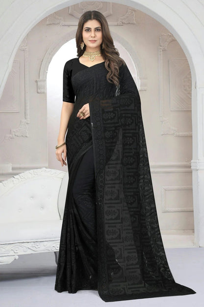 Black Colour Georgette Saree SD1090829