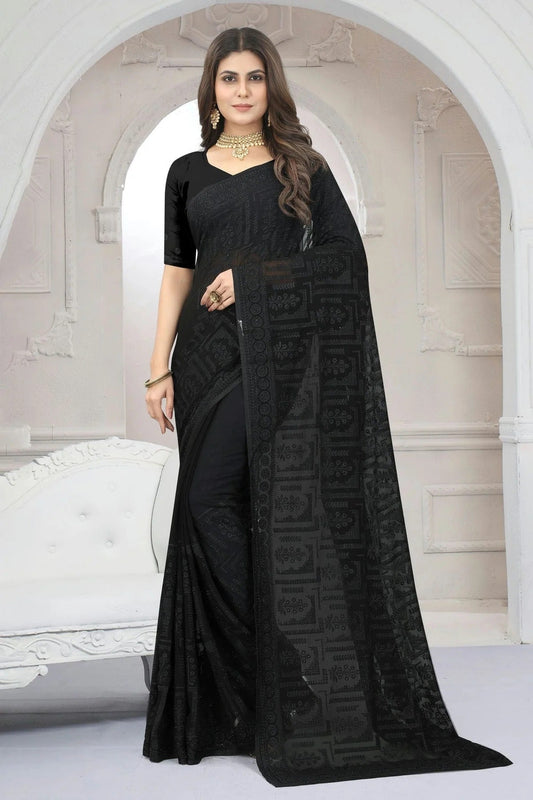 Black Colour Georgette Saree SD1090829