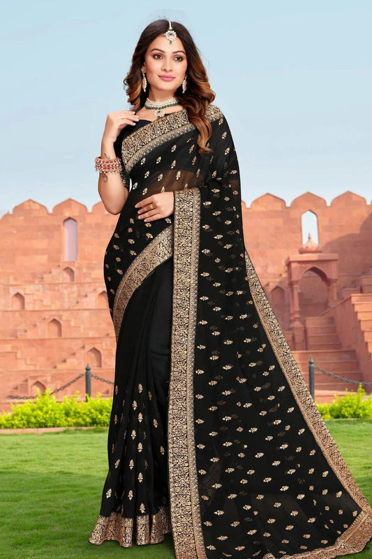 Black Colour Georgette Saree SD1090859