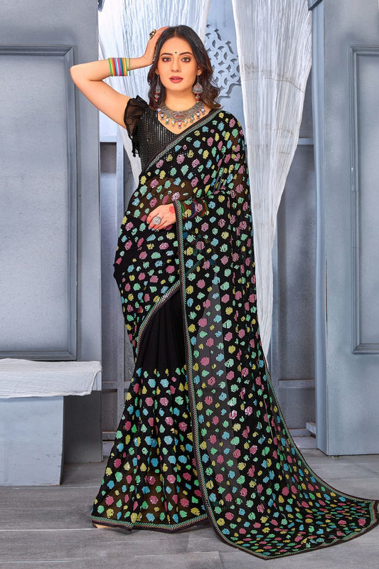 Black Colour Georgette Saree SD1090912