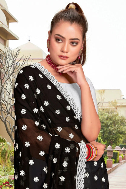 Black Colour Georgette Saree SD1090942 A