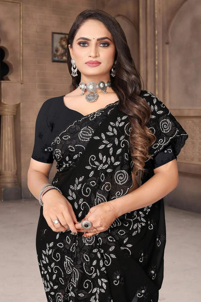 Black Colour Georgette Saree SD1090963 A