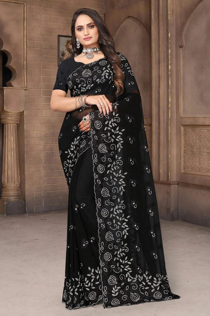 Black Colour Georgette Saree SD1090963