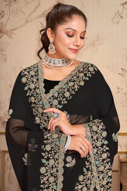 Black Colour Georgette Saree SD1090977 A