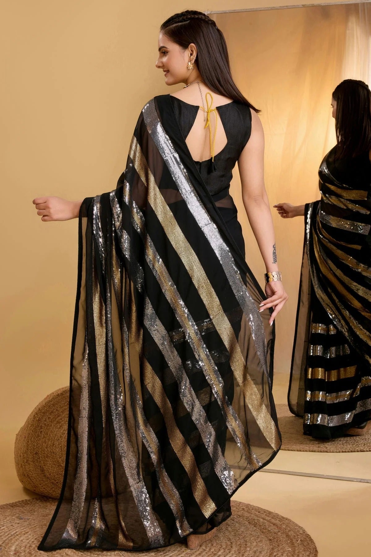 Black Colour Georgette Saree SD1110006 A
