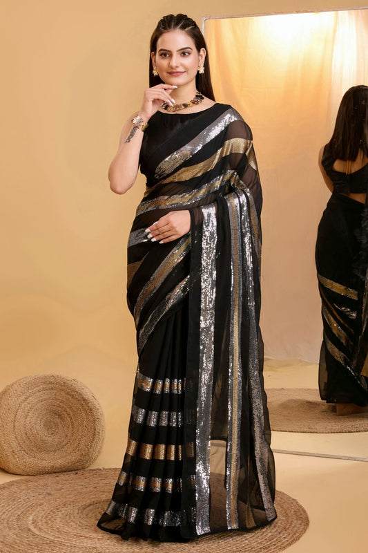 Black Colour Georgette Saree SD1110006