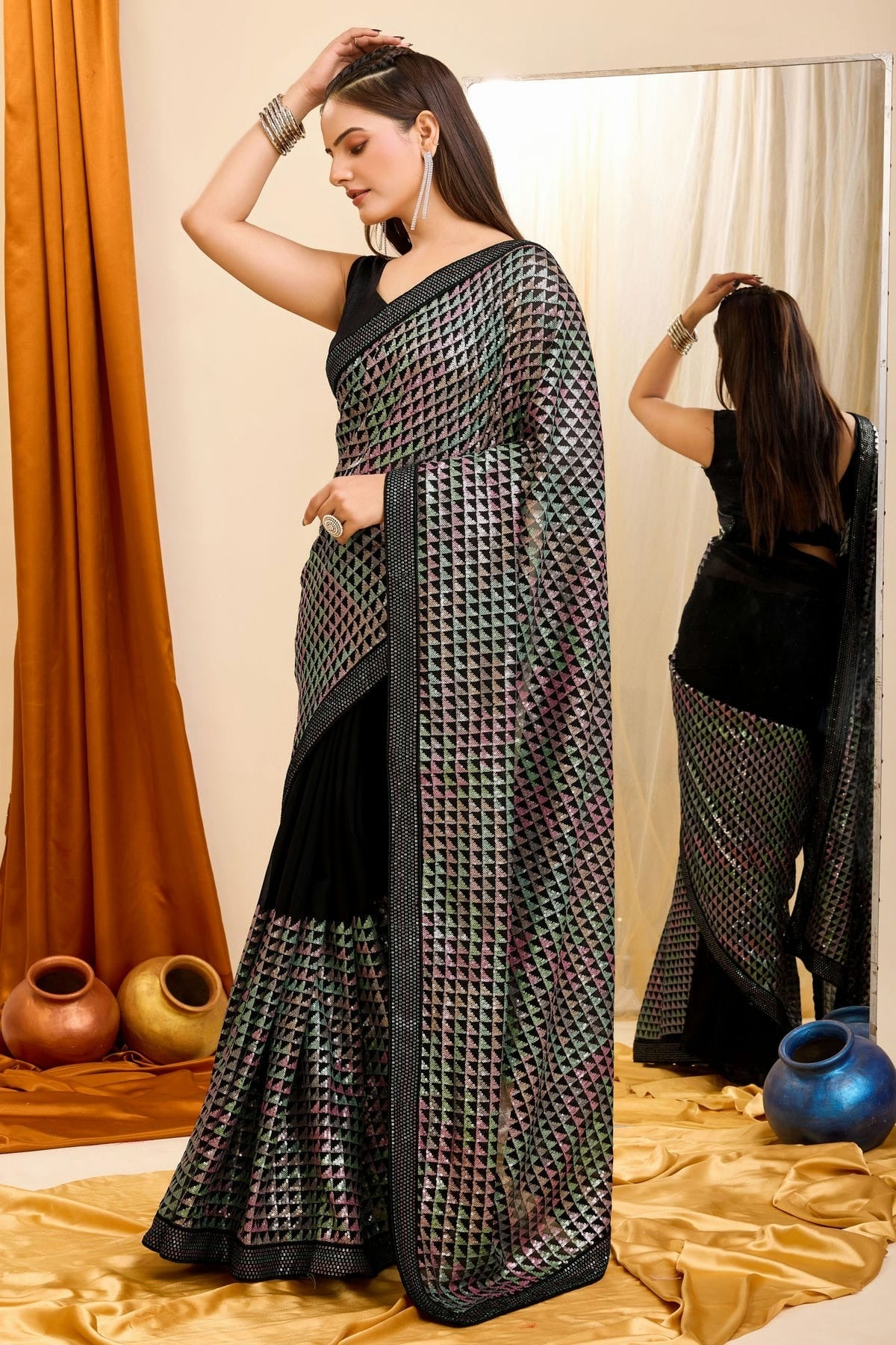 Black Colour Georgette Saree SD1110421 A