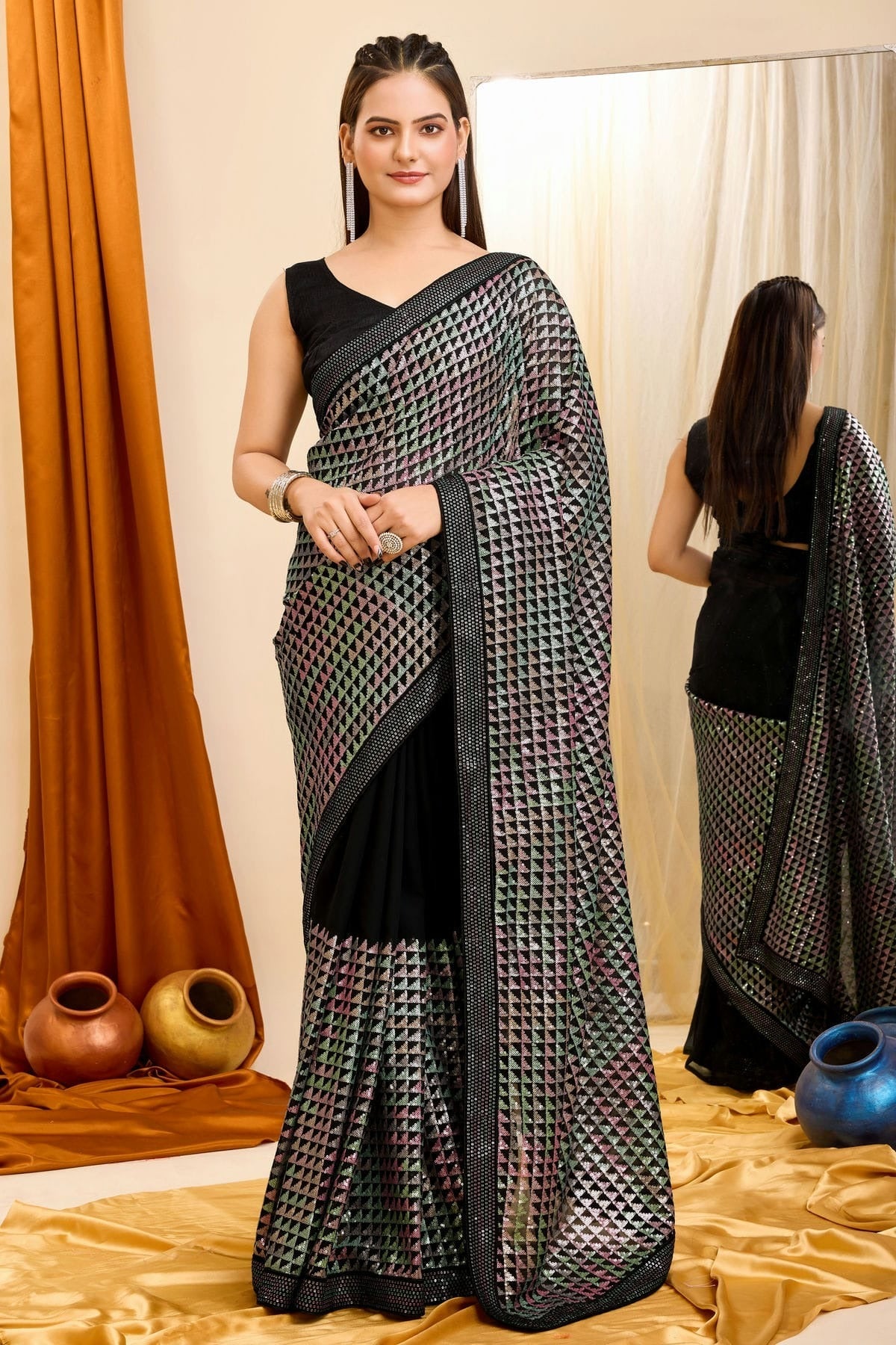Black Colour Georgette Saree SD1110421