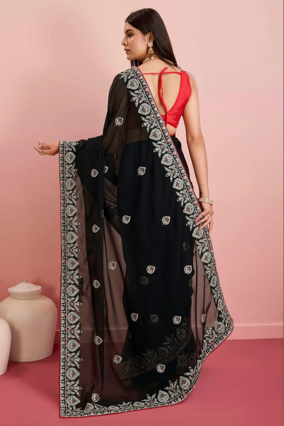 Black Colour Georgette Saree SD1110472 A