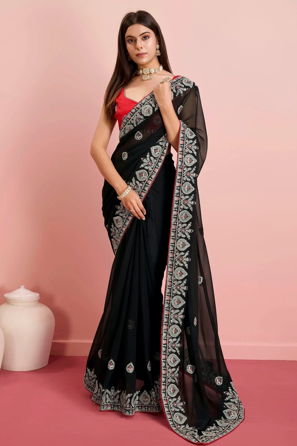 Black Colour Georgette Saree SD1110472