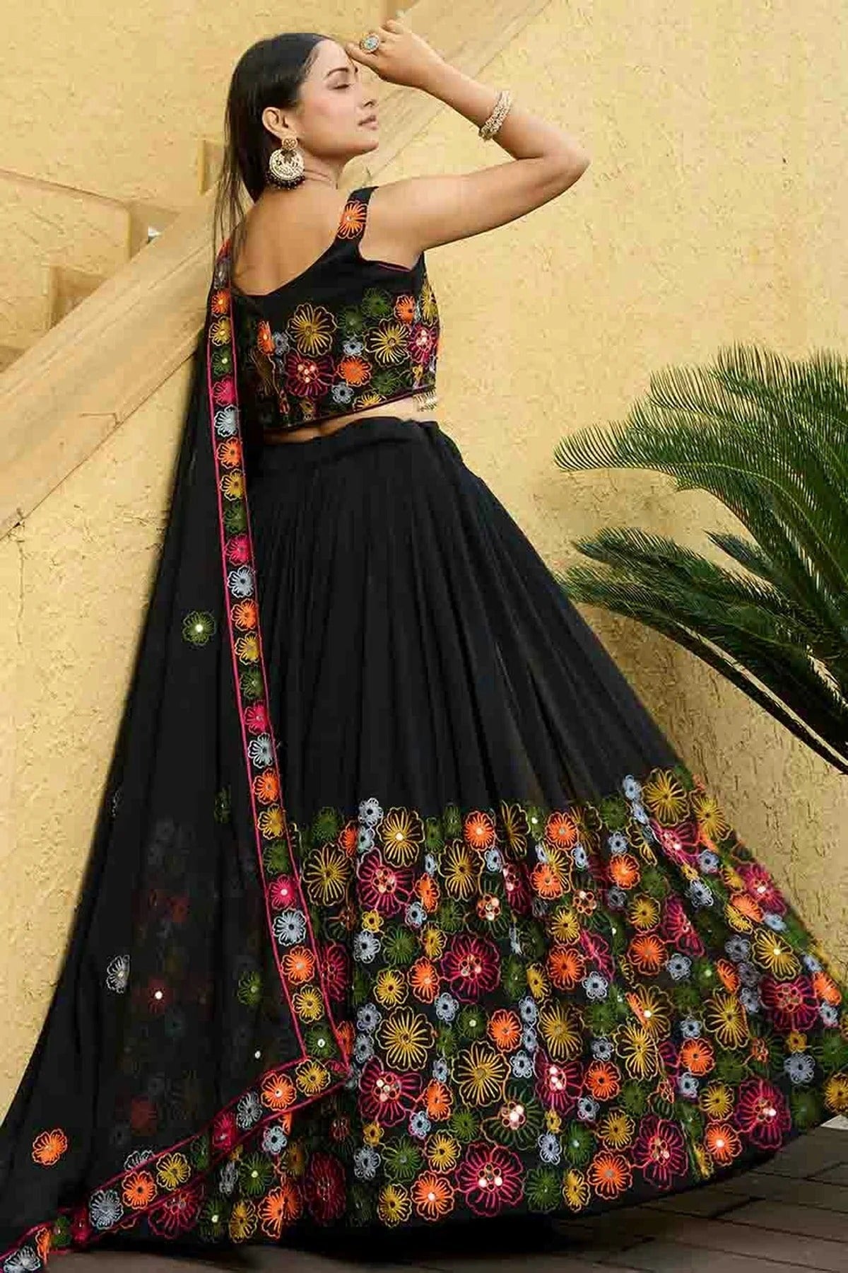 Black Colour Georgette Semi Stitched Lehenga Choli LC1170089 B