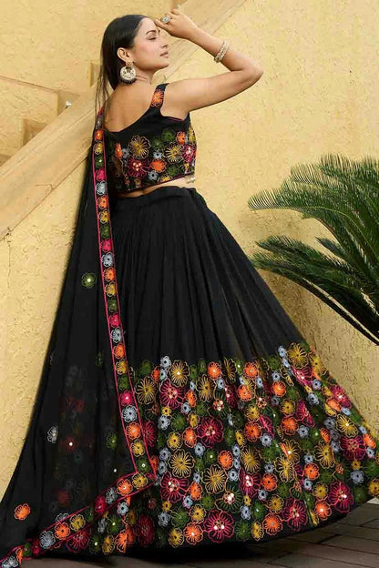 Black Colour Georgette Semi Stitched Lehenga Choli LC1170089 B