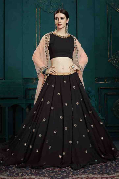 Black Colour Georgette Sequins Work Lehenga Choli LC1080411 A