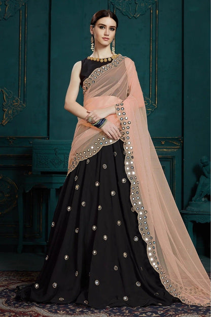 Black Colour Georgette Sequins Work Lehenga Choli LC1080411