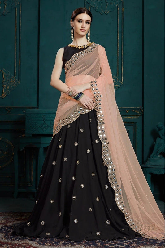 Black Colour Georgette Sequins Work Lehenga Choli LC1080411