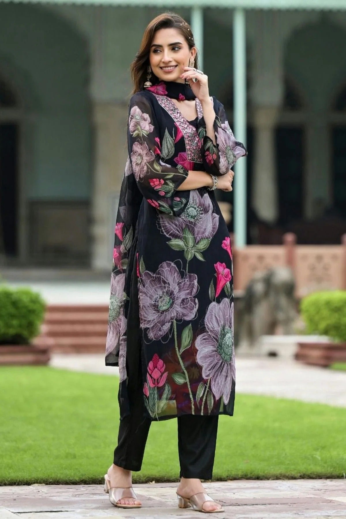 Black Colour Georgette Stitched Suit SS1112249 A