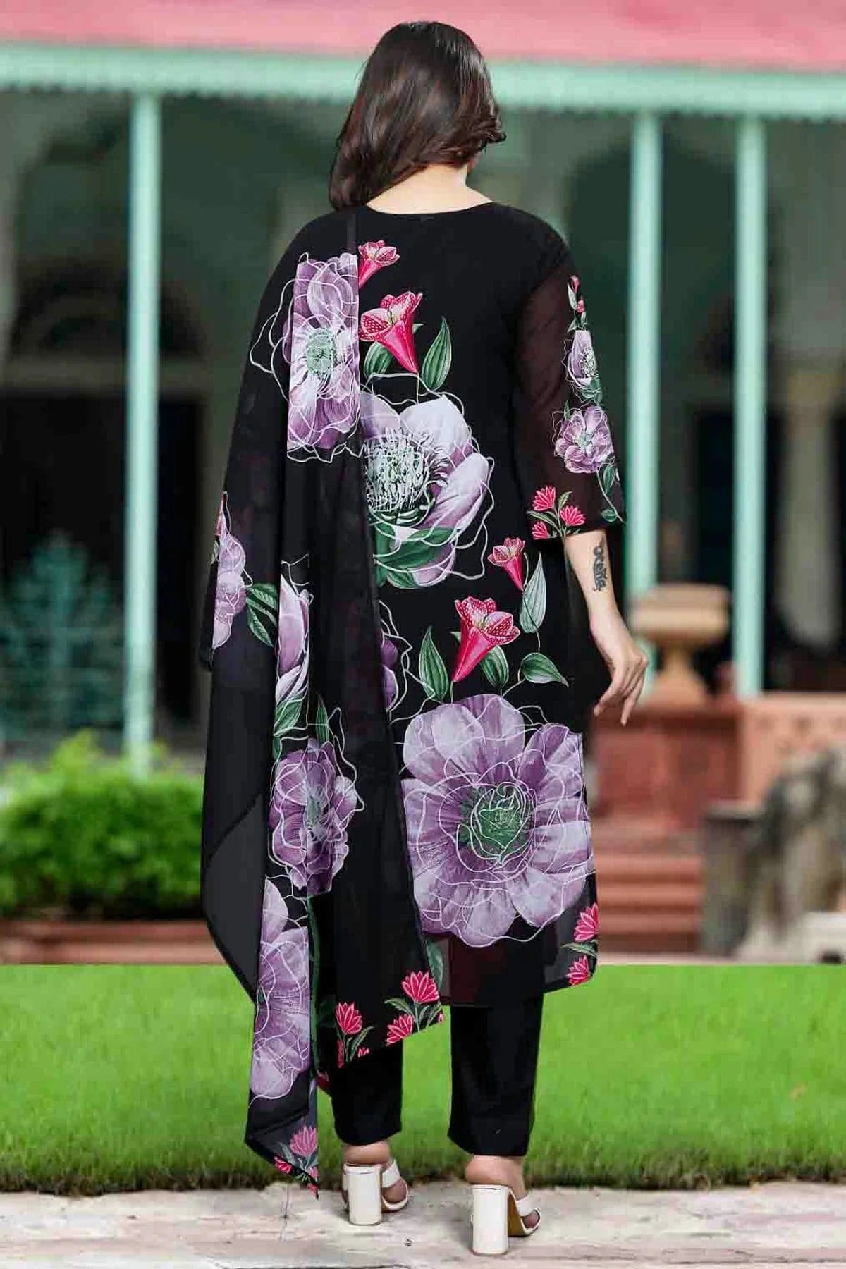 Black Colour Georgette Stitched Suit SS1113309 A