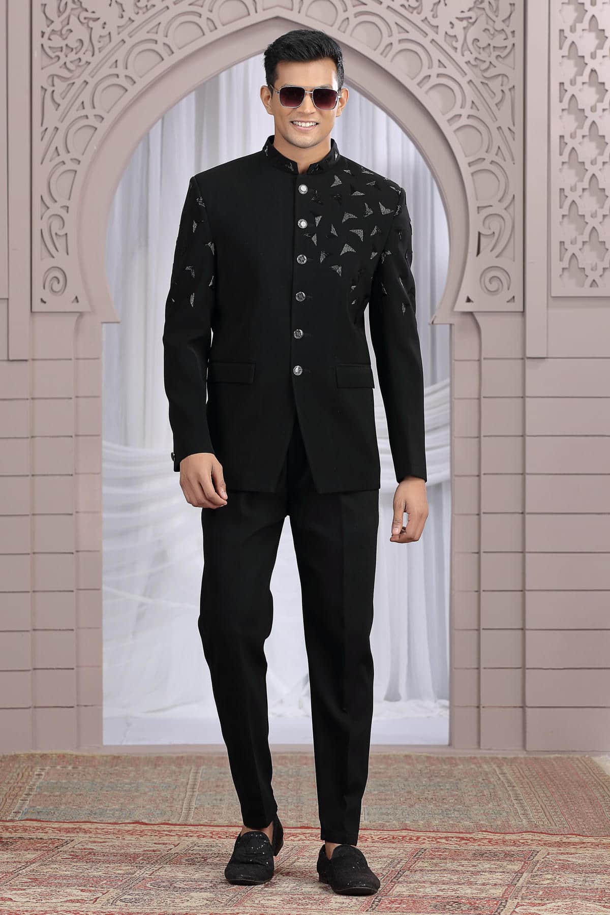 Black Colour Hand Work Imported Fabric Jodhpuri