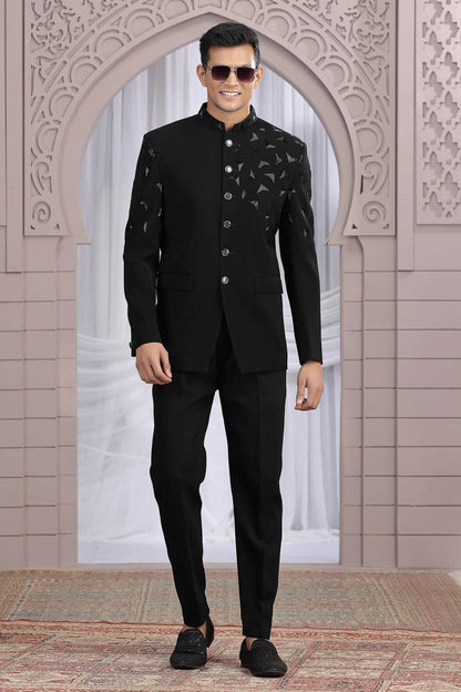 Black Colour Hand Work Imported Fabric Jodhpuri