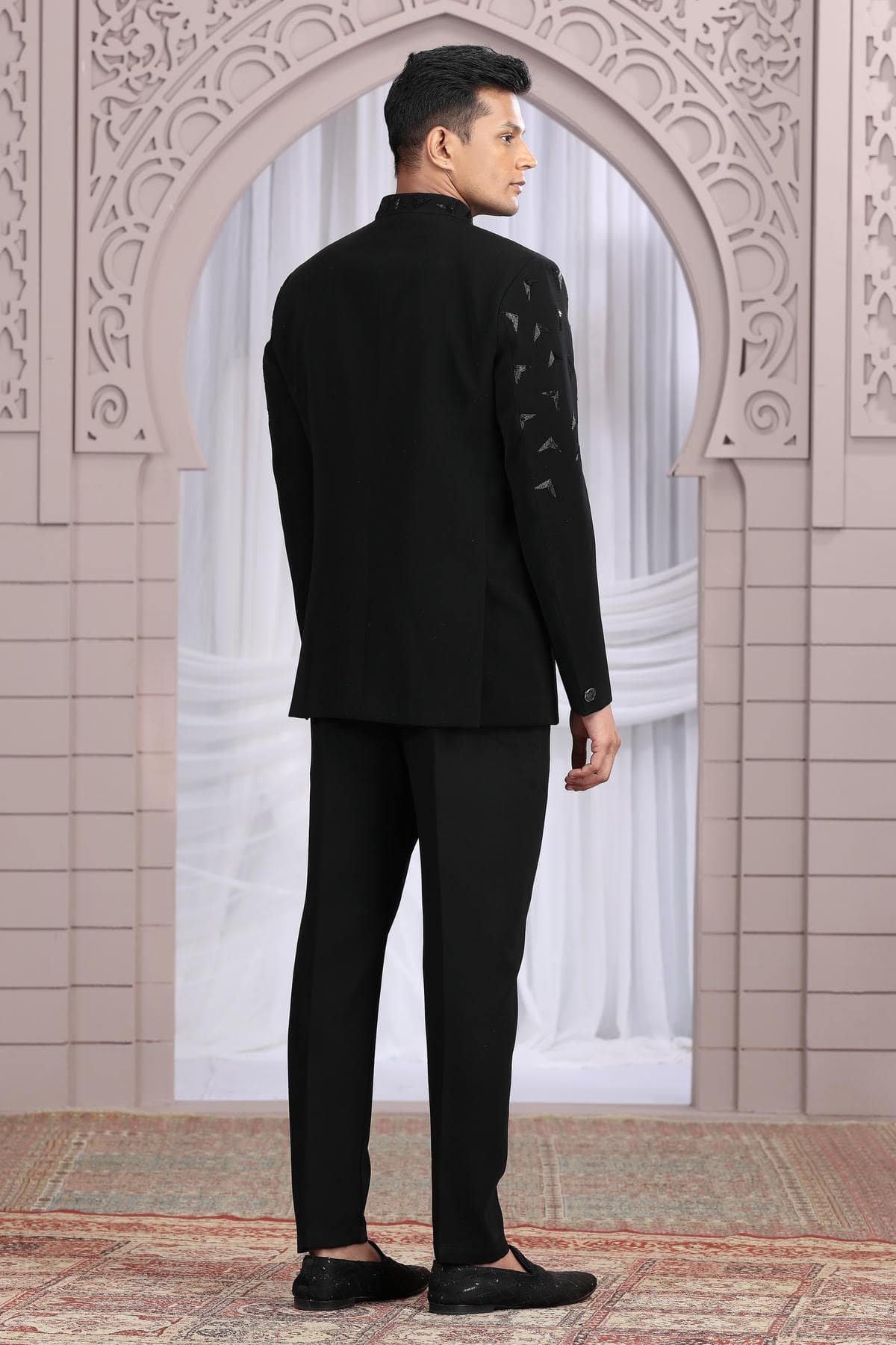 Black Colour Hand Work Imported Fabric Jodhpuri