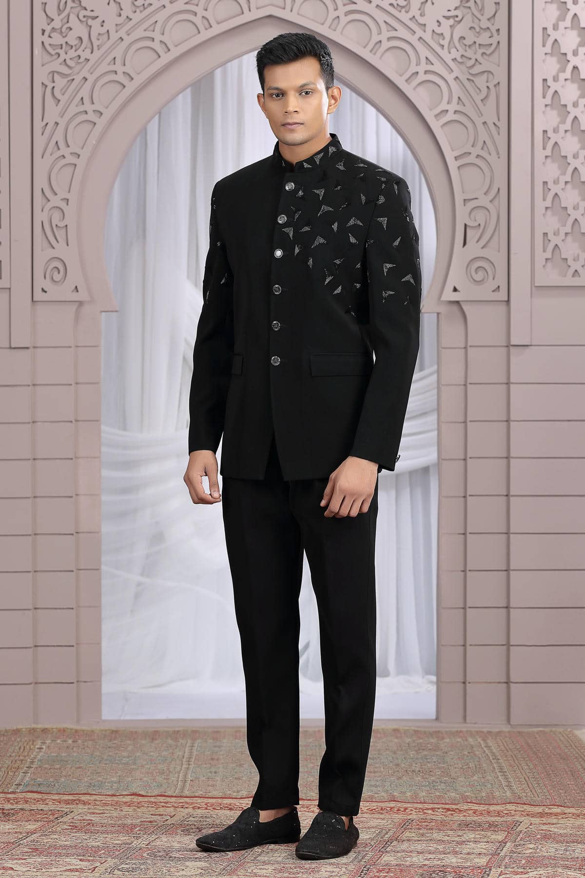Black Colour Hand Work Imported Fabric Jodhpuri