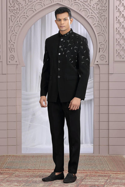 Black Colour Hand Work Imported Fabric Jodhpuri