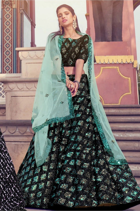 Black Colour Imported Fabric Sequins Work Lehenga Choli LC1080512