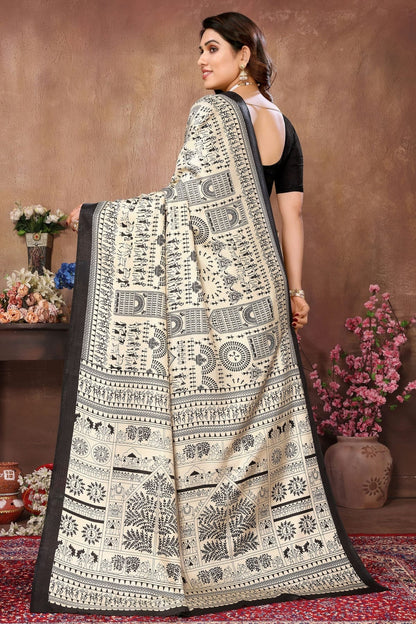 Black Colour Khadi Printed Saree SD1180093 A
